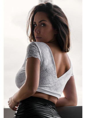 Top sexy court blanc bi matière réversible - LTK2-WHT